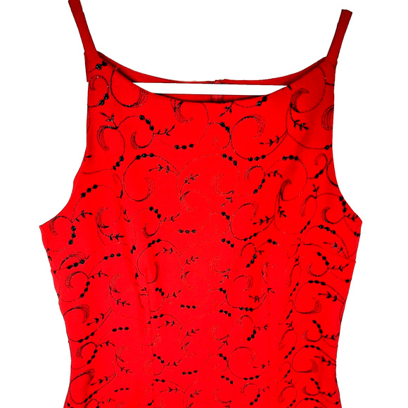 Vintage Y2K XOXO Glitter Embellished Mini Dress Size 7 Shimmer Red Black Goth - Picture 3 of 15